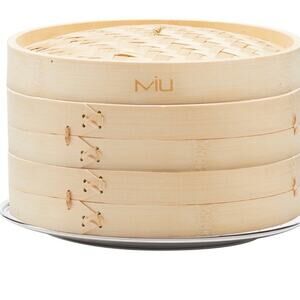 MIU 10” 2-Tier Bamboo Steamer Basket